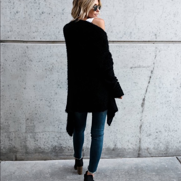 Soft Teddy Fuzzy Cardigan Open Front Slouchy - Picture 12 of 16